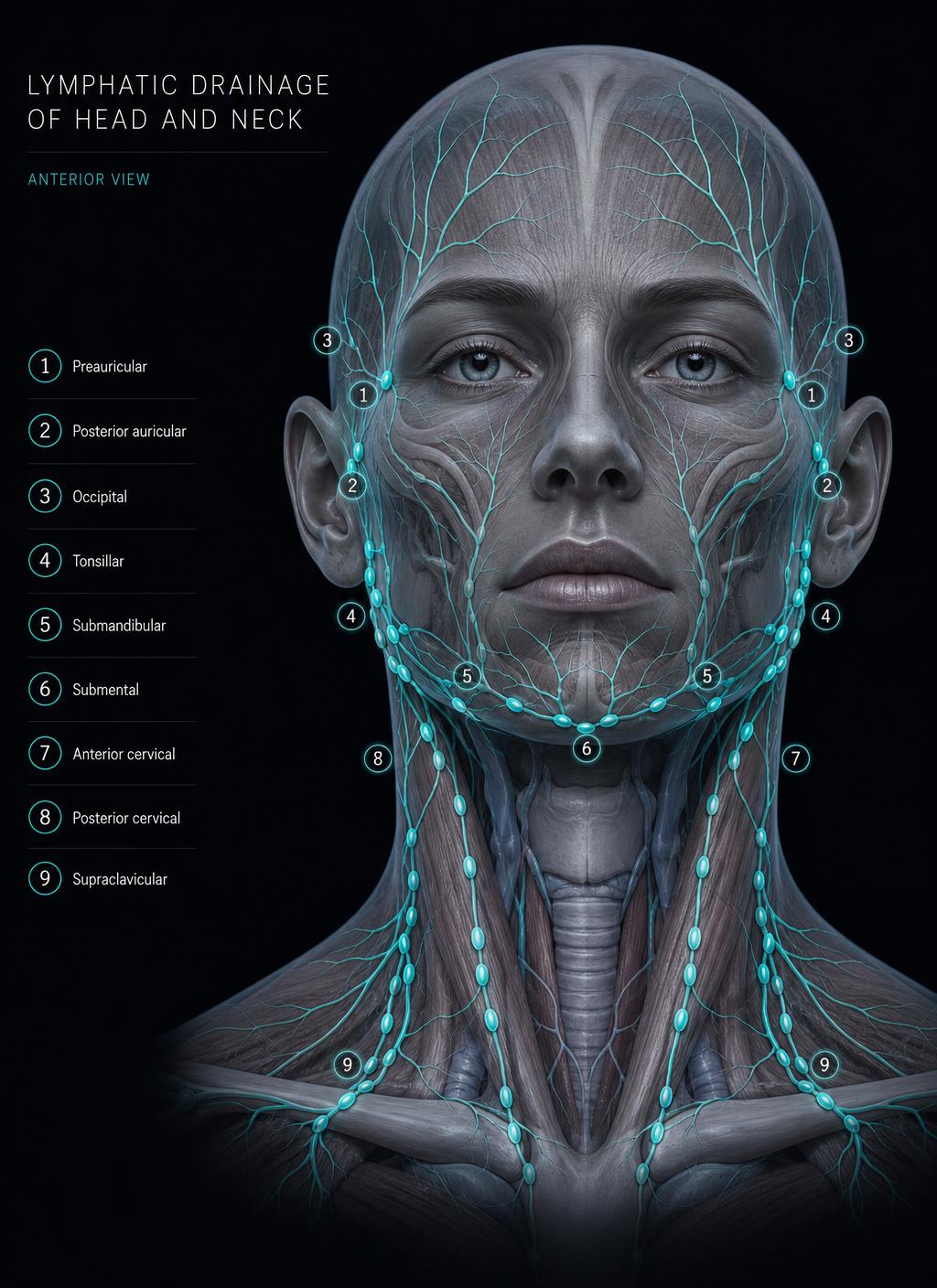 Anatomy plate for Lymph Nodes — Head & neck chains